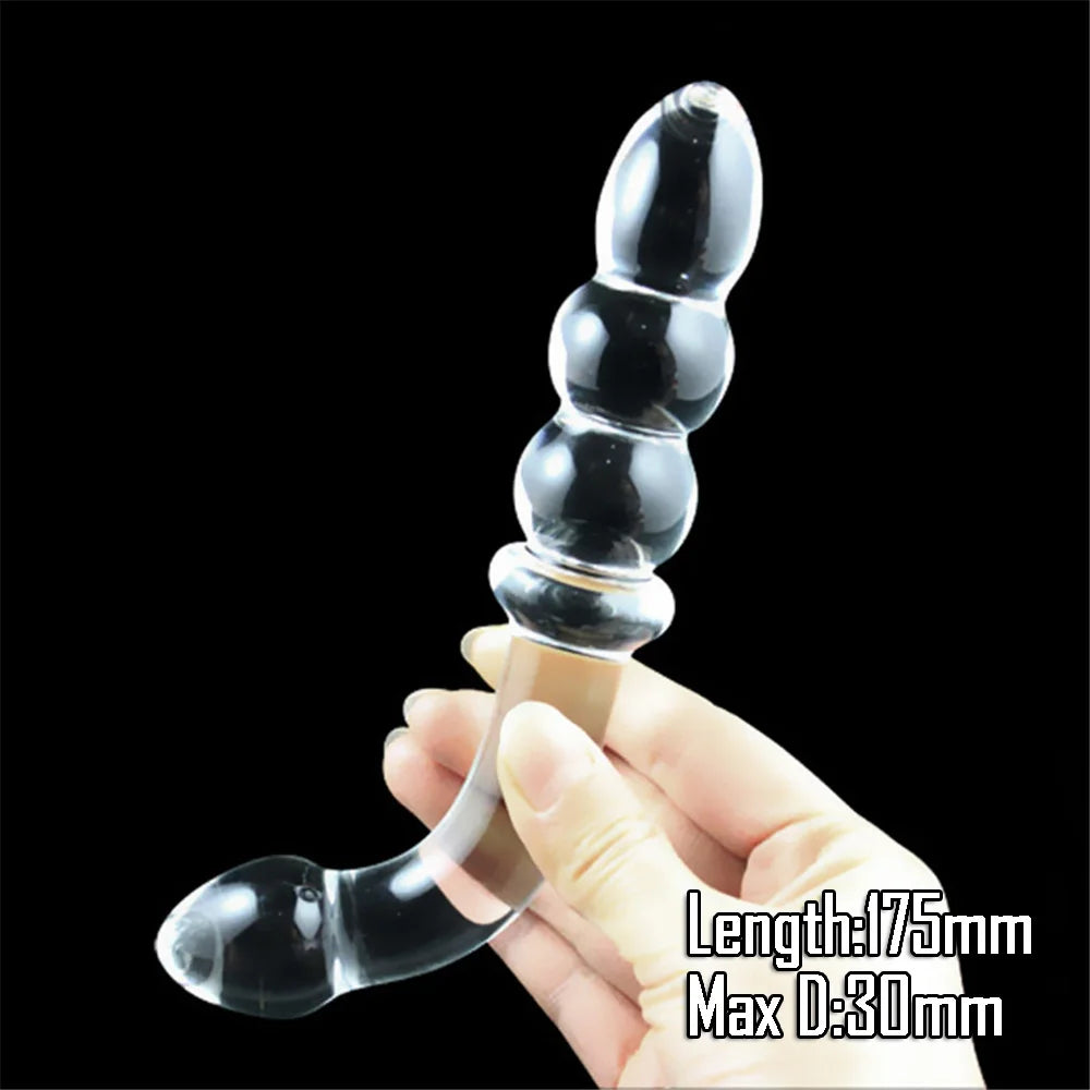 Pyrex Glass Dildo Fake Penis Crystal Anal Beads Butt Plug Prostate Massager G Spot Female Masturbation Toys luvshop24