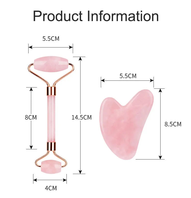 Rose Quartz Face Jade Roller Massagers Guasha Set Gua Sha Tools Natural Stone Gouache Scraper For Facial Massage Beauty Tool luvshop24