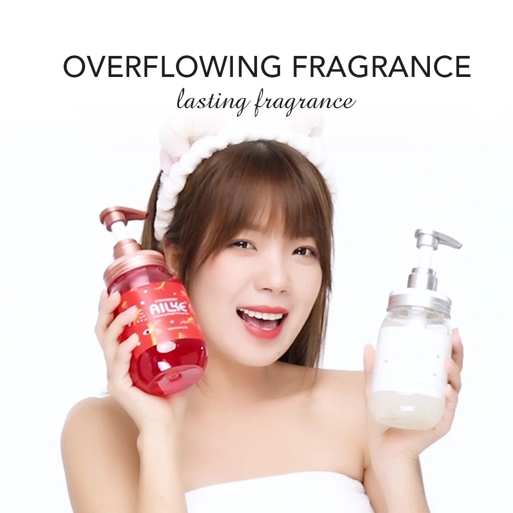 AILKE Shower Gel women Cleaning Whitening Roses Body Wash Perfume lotion Scrub fragrant Moisturizing summer bath foam female luvshop24