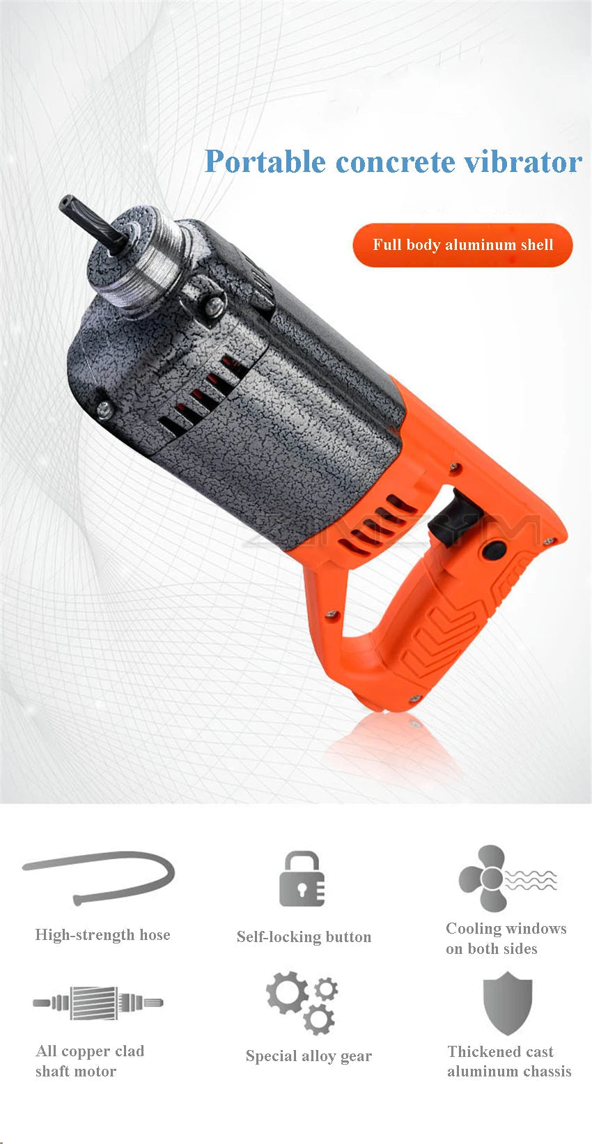 Z1D-50-1L 220V 1250W Hand-held Concrete Vibrator + 1.5M Vibrating Spear Industrial Portable Plug-in Vibrator Concrete Vibrator luvshop24