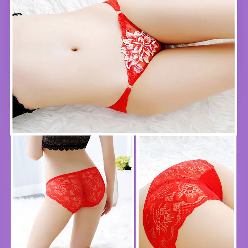 Peony Lace Underwear Intimates Seamless Underwear Ladies Briefs Thong Female Underpants Sexy Lingerie Women's Low Rise Panties luvshop24