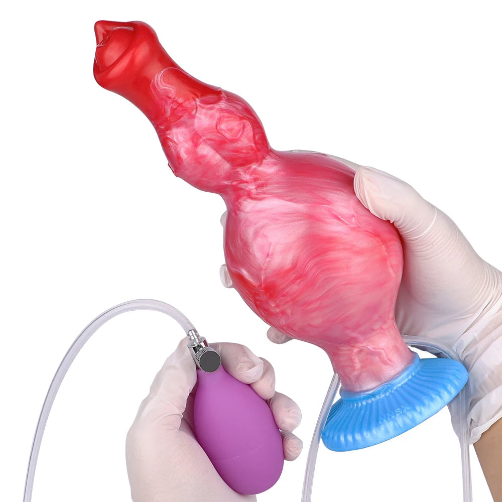 NNSX Dual Knot Dog Ejaculation Dildo With Inflatable Anal Plug Toys Animal Squirting Anal Dildos Erotic Products for Men Women luvshop24