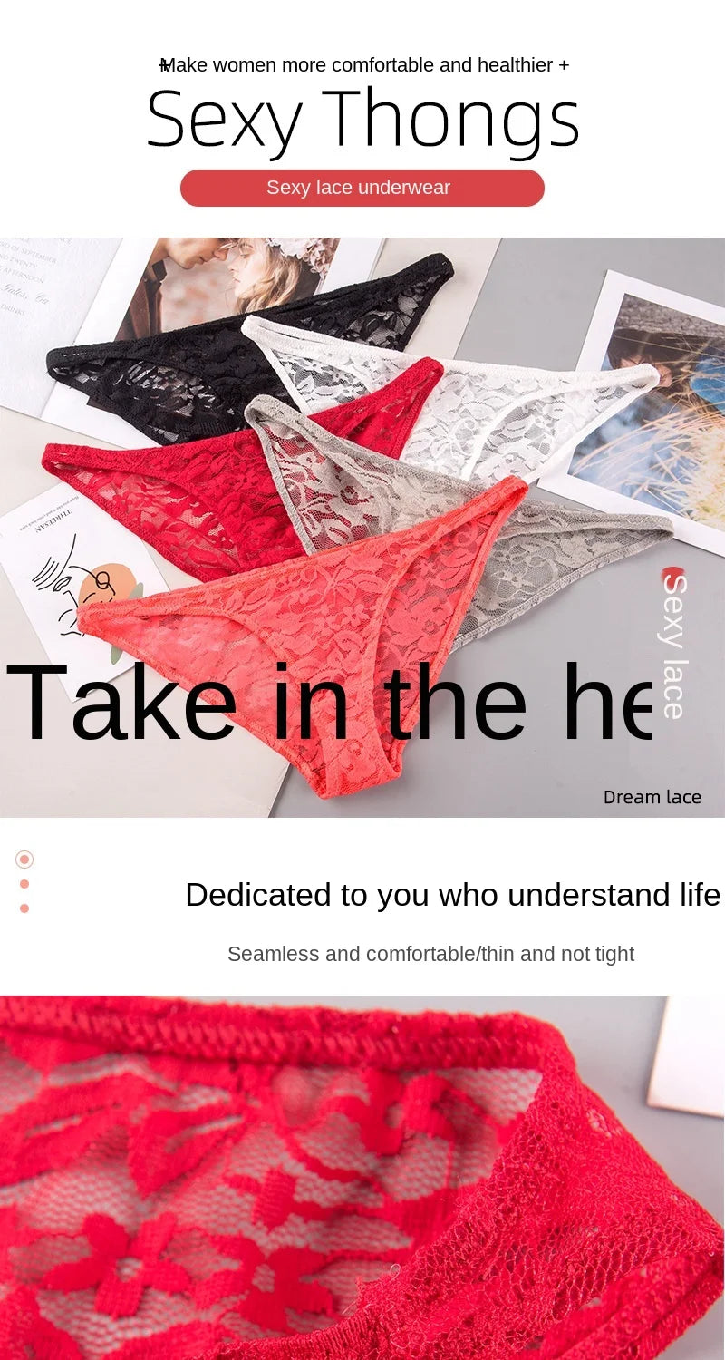 Women's Underwear Sexy Lace Panties Fashion Transparent Comfortable Briefs Low Waist Seamless Underpants Female Sexy Lingerie luvshop24