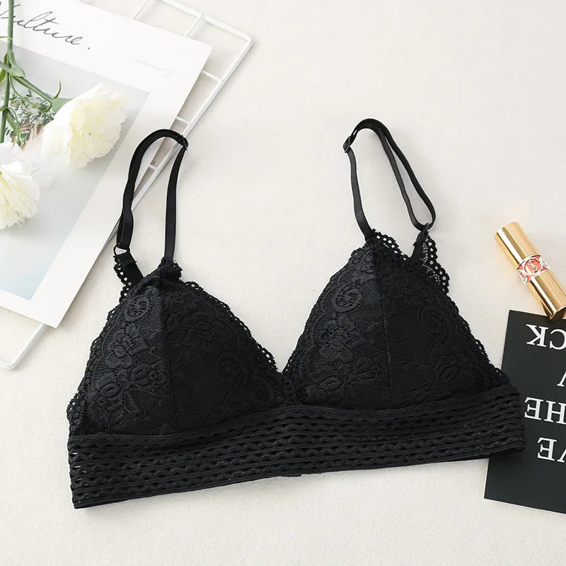 Floral Lace Bralette Girls Non-Wire Push Up Bras For Women Soft Sexy Intimates Brassiere V-neck Lingerie Female Underwear luvshop24