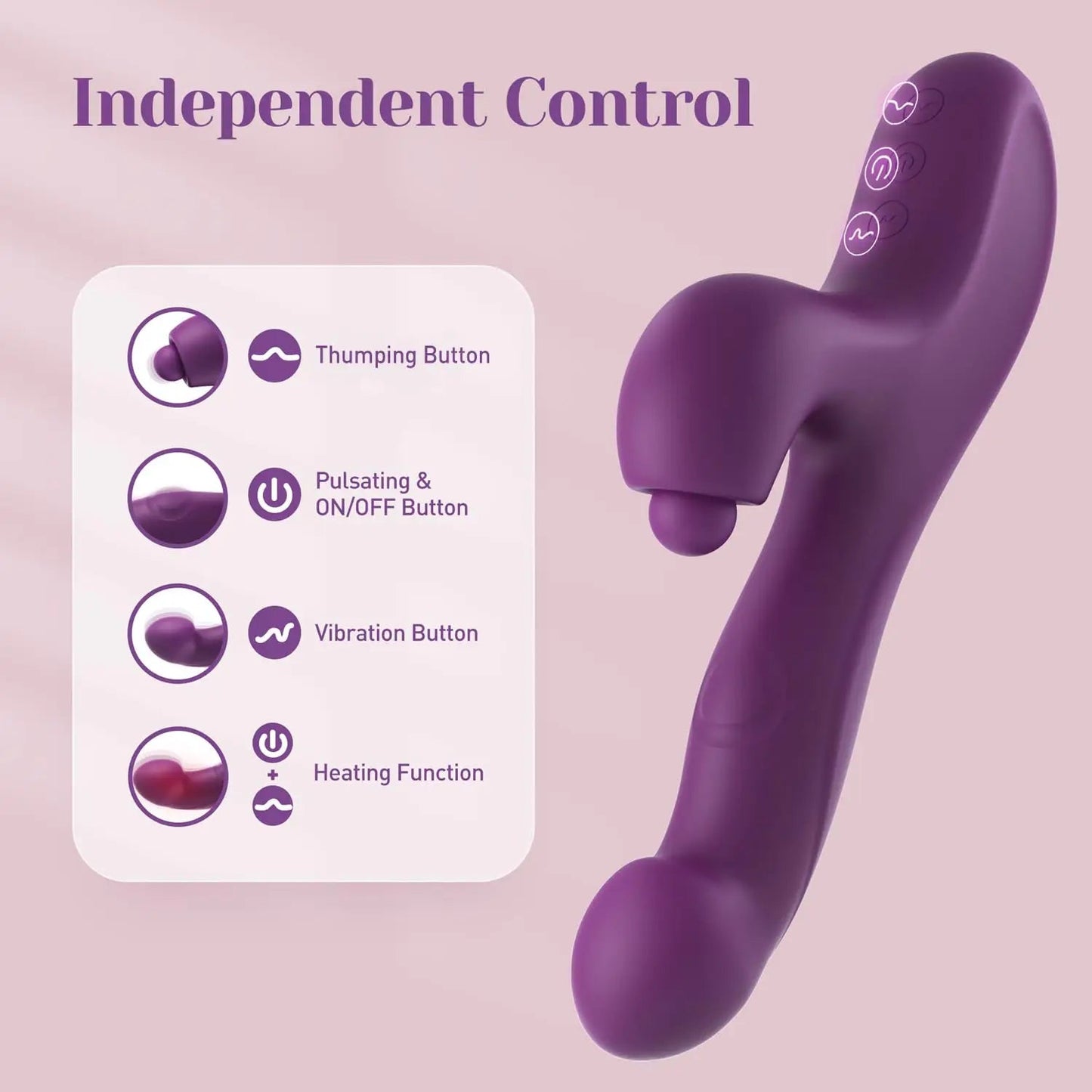 Triple Vibrating Dildo Heating Pulsating Female Vibrator Stimulator Clit G Spot Clitoral Thumping Rabbit Vibrator for Women luvshop24