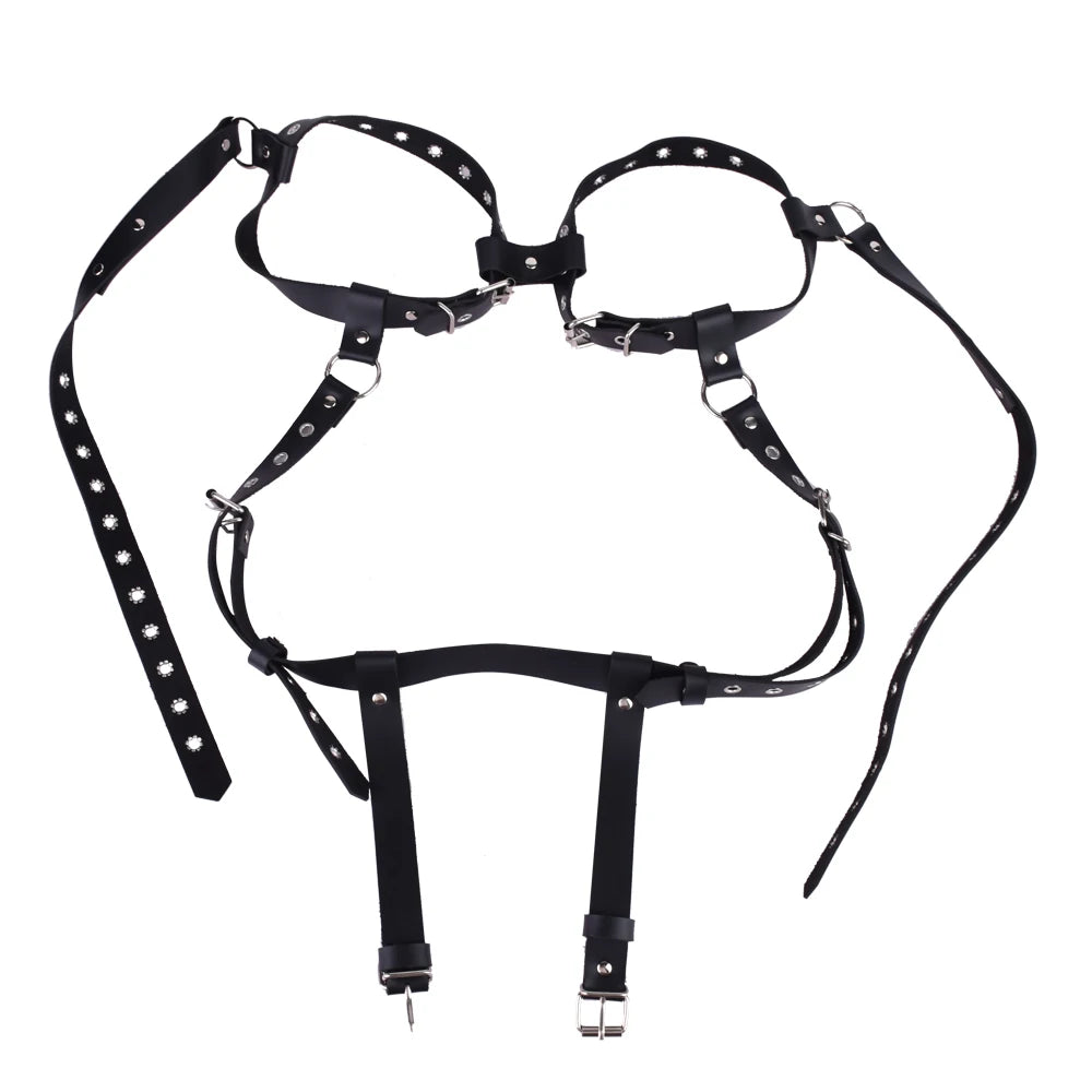 Adult Hollow Erotic Adjustable Wear Teasing Flirting Nipple Clamp Leather Sexy Bondage Clothing luvshop24