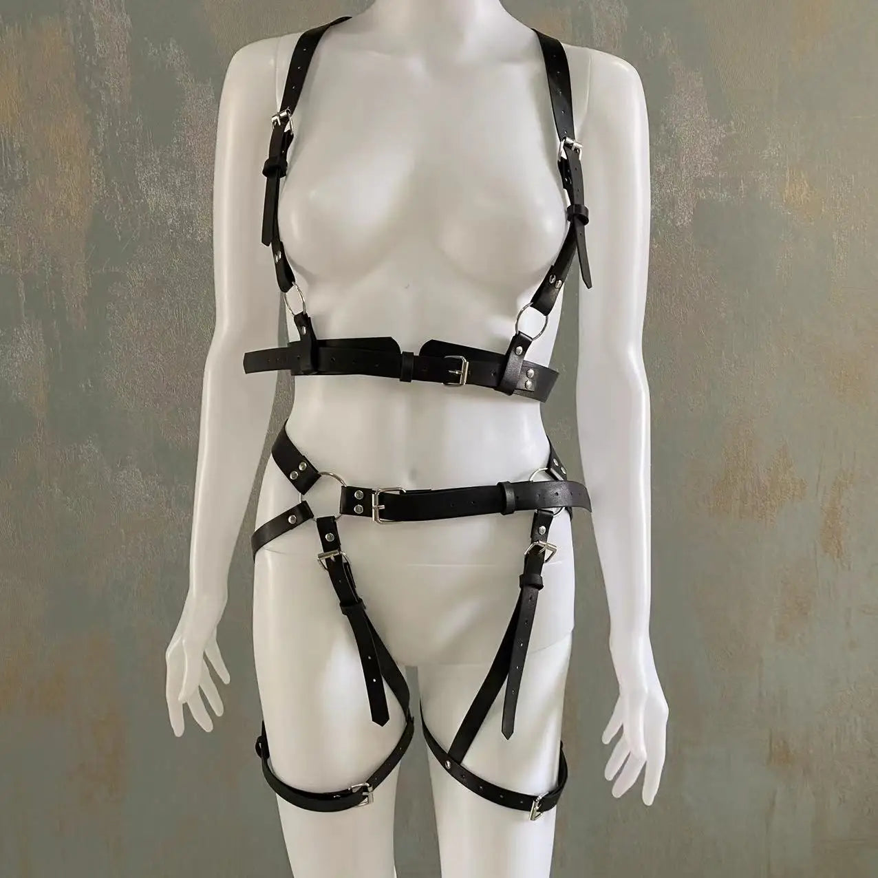 Women Leather Y Lingerie Harness Set Garters Stockings Bondage Sword Belt Bdsm Gothic Harajuku Suspenders Erotic Toy luvshop24