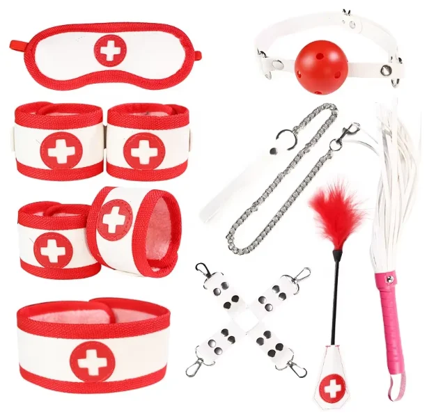 2022 New 9 Piece Sexuels Bondage Leather Restraint Set Erotic Nurse Role Flirting Suits Bdsm Adult Cos Games luvshop24
