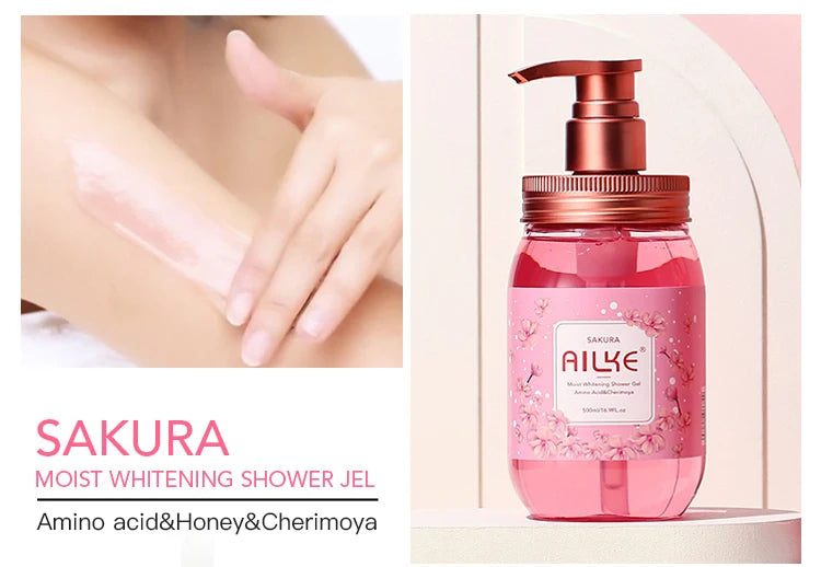 AILKE Shower Gel women Cleaning Whitening Roses Body Wash Perfume lotion Scrub fragrant Moisturizing summer bath foam female luvshop24