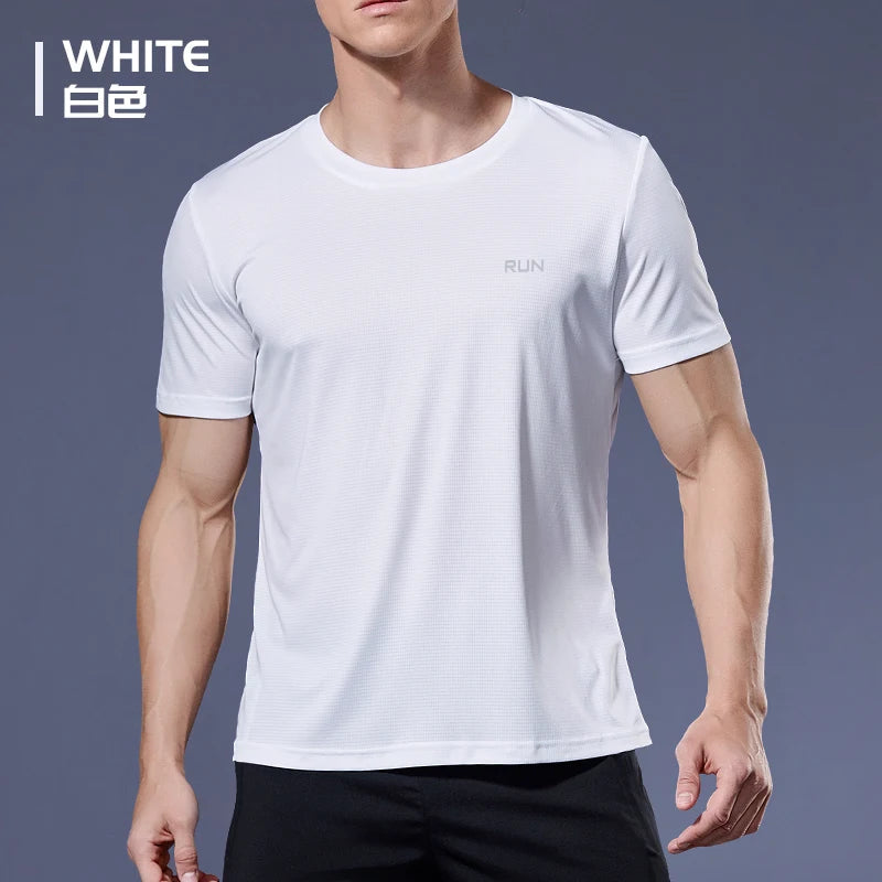 Sport Shirt 2024 Summer New 100% Polyester White Solid T Shirt Men Causal O-neck Basic T-shirt Male High Quality Running Tops luvshop24