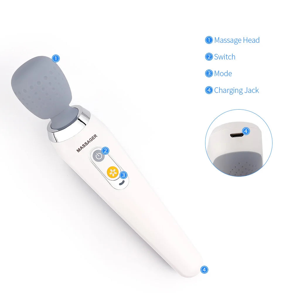 USB Handheld Electric Wand Massager High Frequency Vibration Body Neck Back Muscle Relax Vibrating Deep Tissue Massage Machine luvshop24
