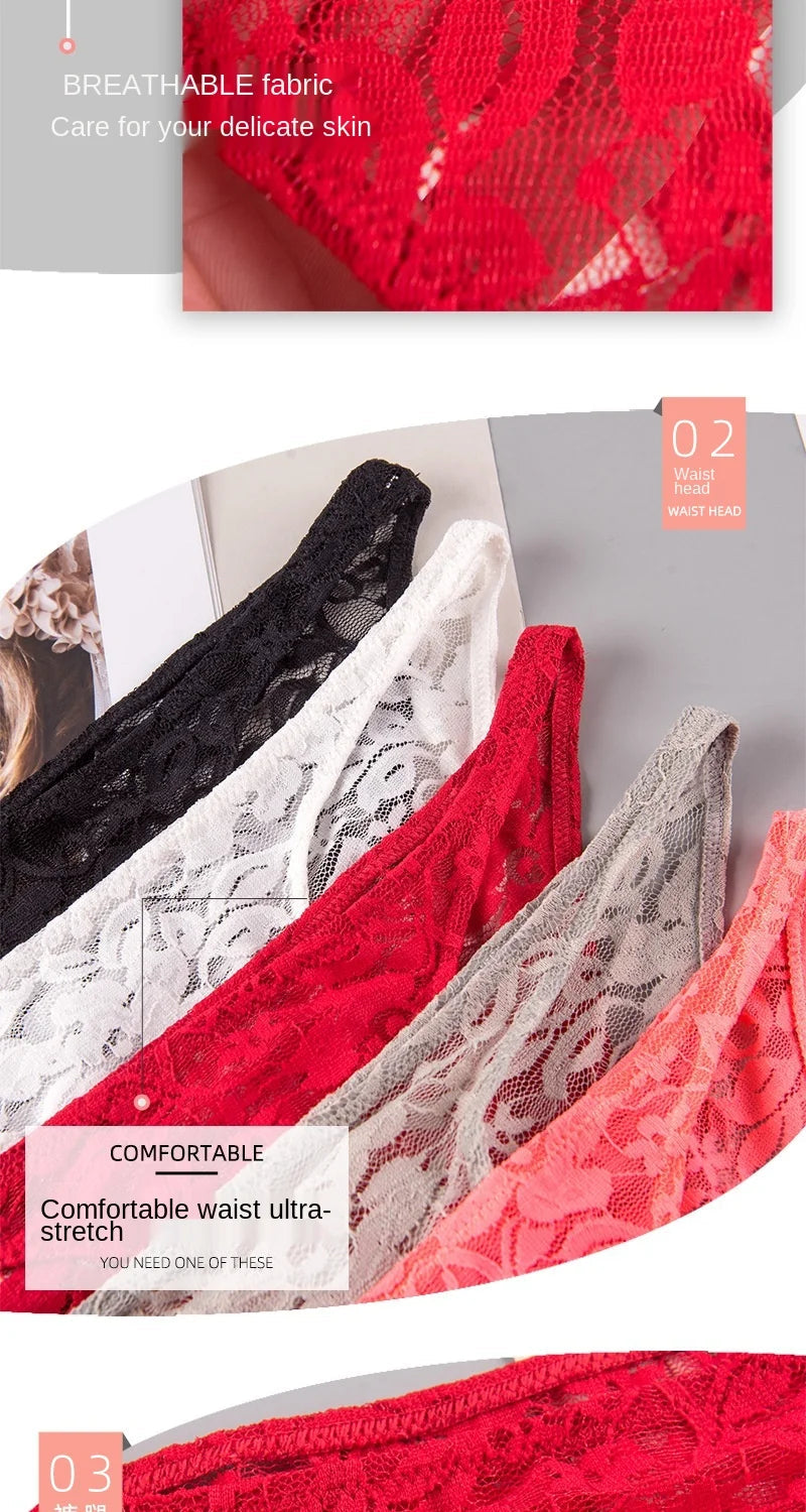 Women's Underwear Sexy Lace Panties Fashion Transparent Comfortable Briefs Low Waist Seamless Underpants Female Sexy Lingerie luvshop24