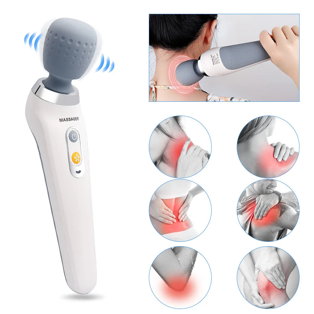 USB Handheld Electric Wand Massager High Frequency Vibration Body Neck Back Muscle Relax Vibrating Deep Tissue Massage Machine luvshop24