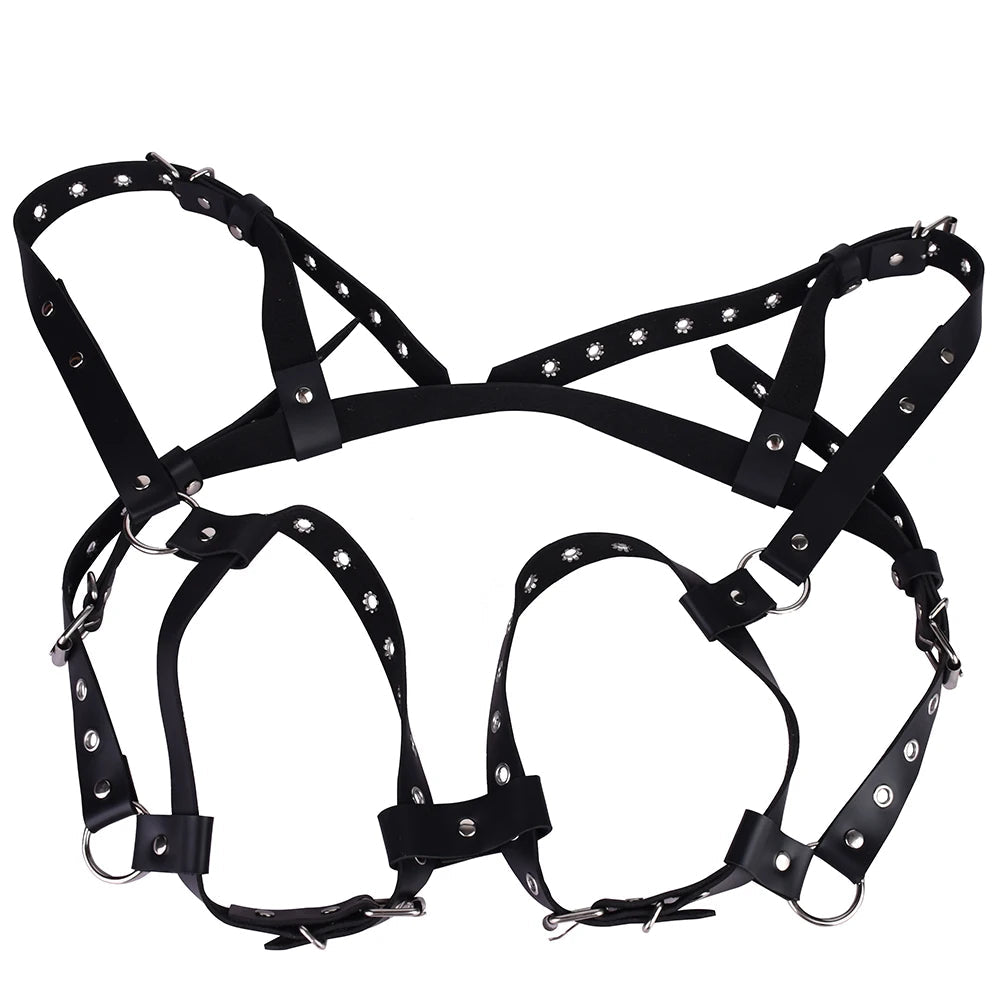 Adult Hollow Erotic Adjustable Wear Teasing Flirting Nipple Clamp Leather Sexy Bondage Clothing luvshop24