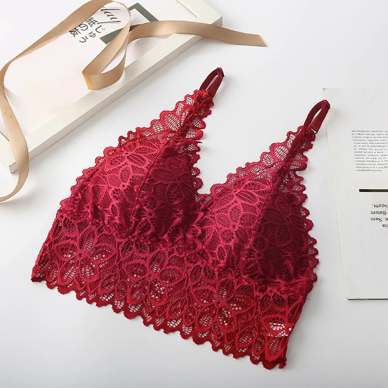 Lace Sexy Lingerie Wireless Bra For Women Padded Push Up Bralette Female Brassiere Soft Backless Fashion Bras Underwear luvshop24