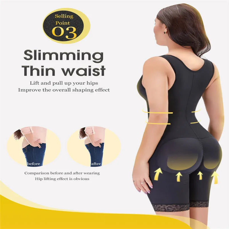 Zip Waist Lace Slimming Shaper Corset Control Shapewear Butt Lifter Strap Body Shaper Underwear Bodysuit Women Plus Size S-6xl luvshop24