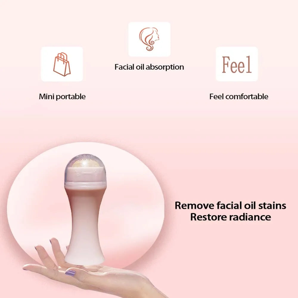 Cosmetics Facial Massage Oil Absorbing Roller Volcanic Stone Makeup Tool Massager Roller Natural Stone Oil Absorbing Roller luvshop24