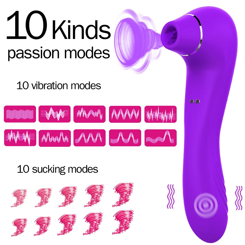 Real Satisfying 10 Speeds Suction and Vibration Massager G Spot Clitoral Vibrator Sucking Vibrator Clit Sucker Dildo for Women luvshop24