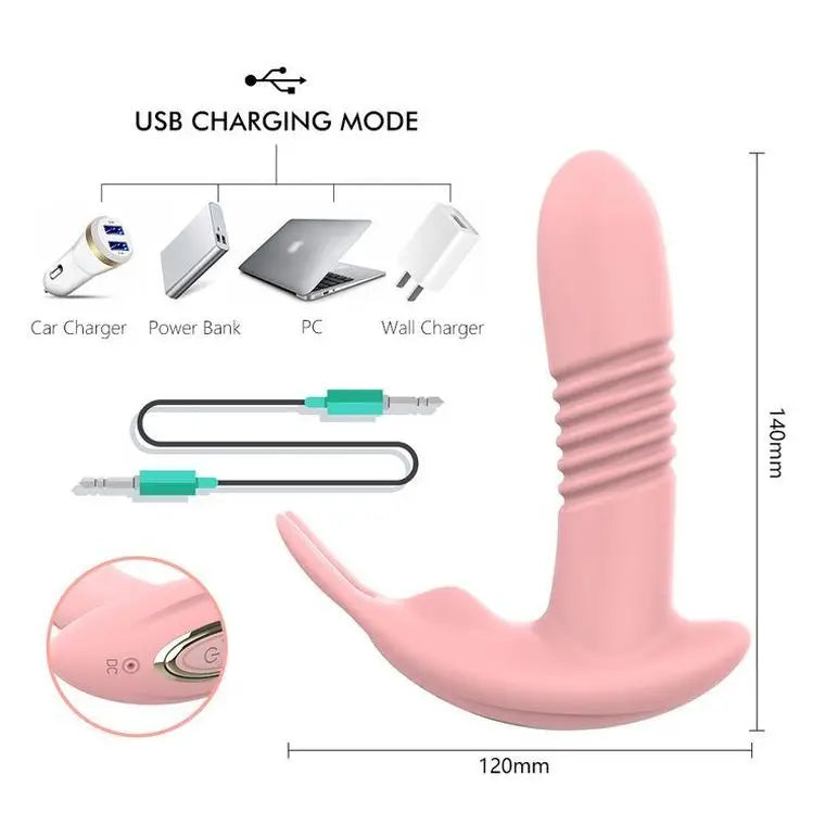 USB-Powered Telescopic Wireless Remote Rabbit Vibrator 10-Band Vibration Convenient for Use Anywhere Under Panties luvshop24