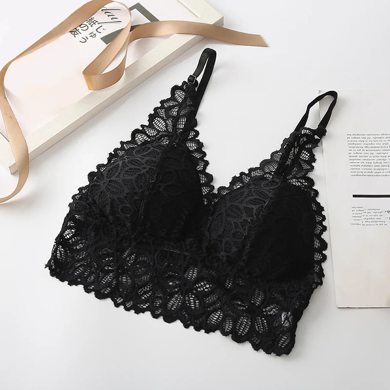 Lace Sexy Lingerie Wireless Bra For Women Padded Push Up Bralette Female Brassiere Soft Backless Fashion Bras Underwear luvshop24