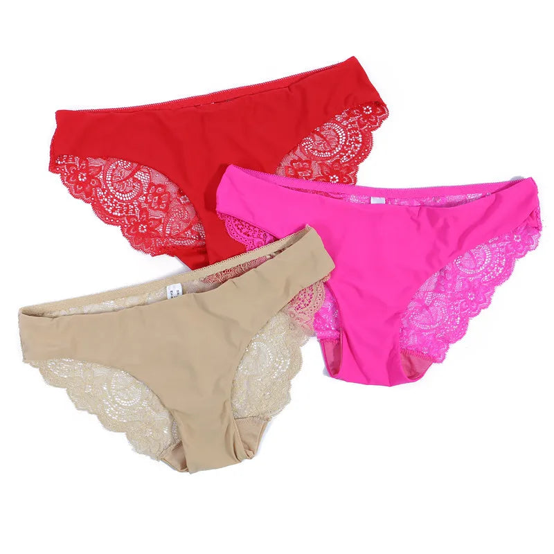 Lace Women's Panties Sexy Female Underwear Seamless Ladies Briefs Low-rise Lingerie Soild Panty Girls Briefs Tangas Slip Femme luvshop24