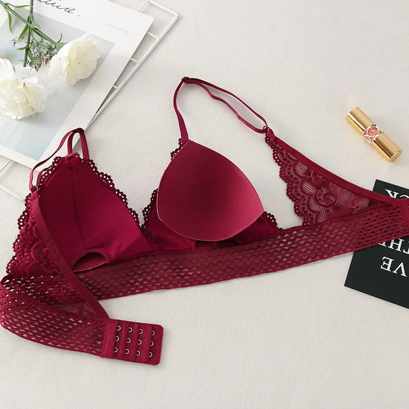 Floral Lace Bralette Girls Non-Wire Push Up Bras For Women Soft Sexy Intimates Brassiere V-neck Lingerie Female Underwear luvshop24
