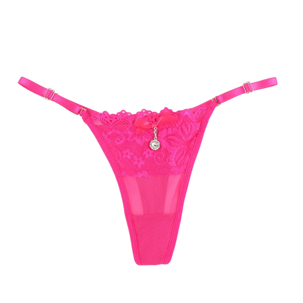 Women Lace Panties Thongs Pearl Pendant Lace Embroidery G-String T-Back Briefs Underwear Adjustable Ladies Panties Sexy Lingerie luvshop24