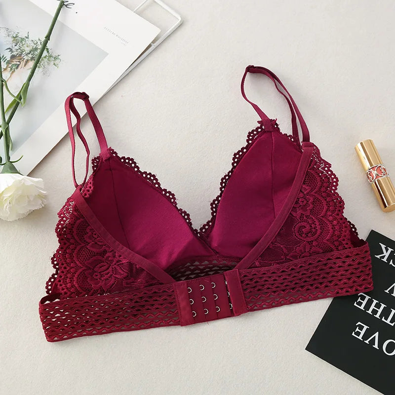 Floral Lace Bralette Girls Non-Wire Push Up Bras For Women Soft Sexy Intimates Brassiere V-neck Lingerie Female Underwear luvshop24