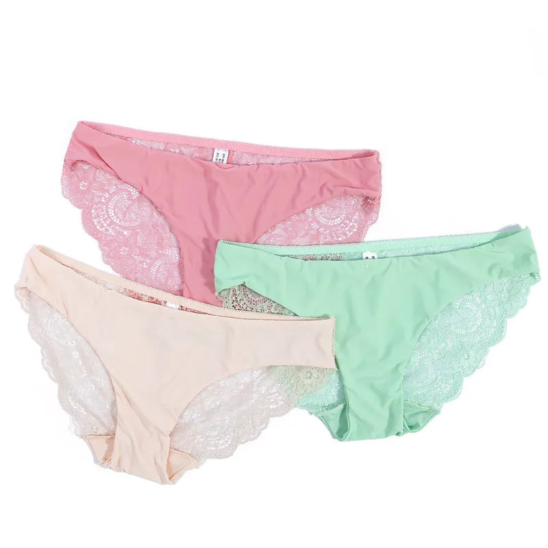 Lace Women's Panties Sexy Female Underwear Seamless Ladies Briefs Low-rise Lingerie Soild Panty Girls Briefs Tangas Slip Femme luvshop24