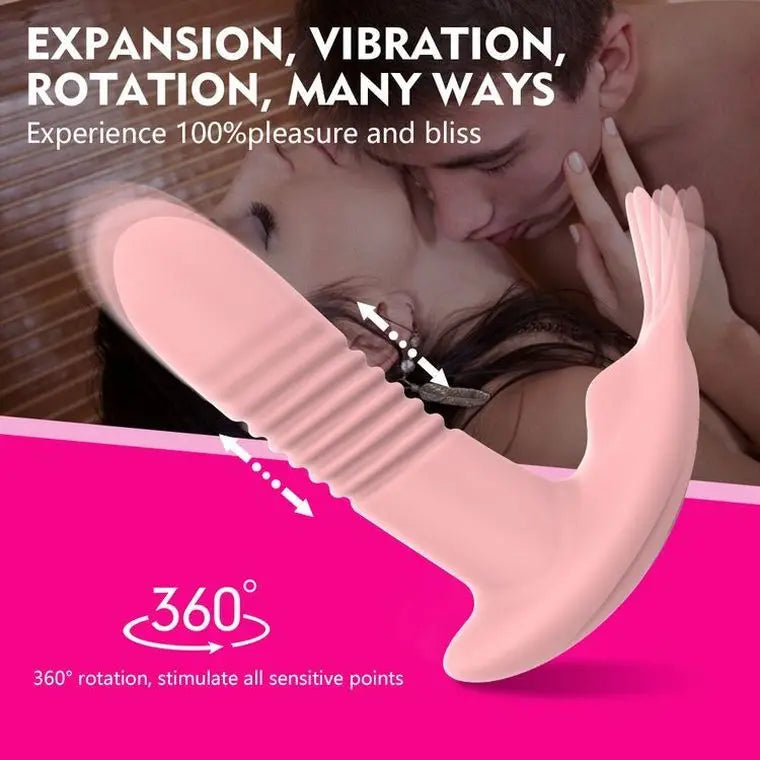 USB-Powered Telescopic Wireless Remote Rabbit Vibrator 10-Band Vibration Convenient for Use Anywhere Under Panties luvshop24