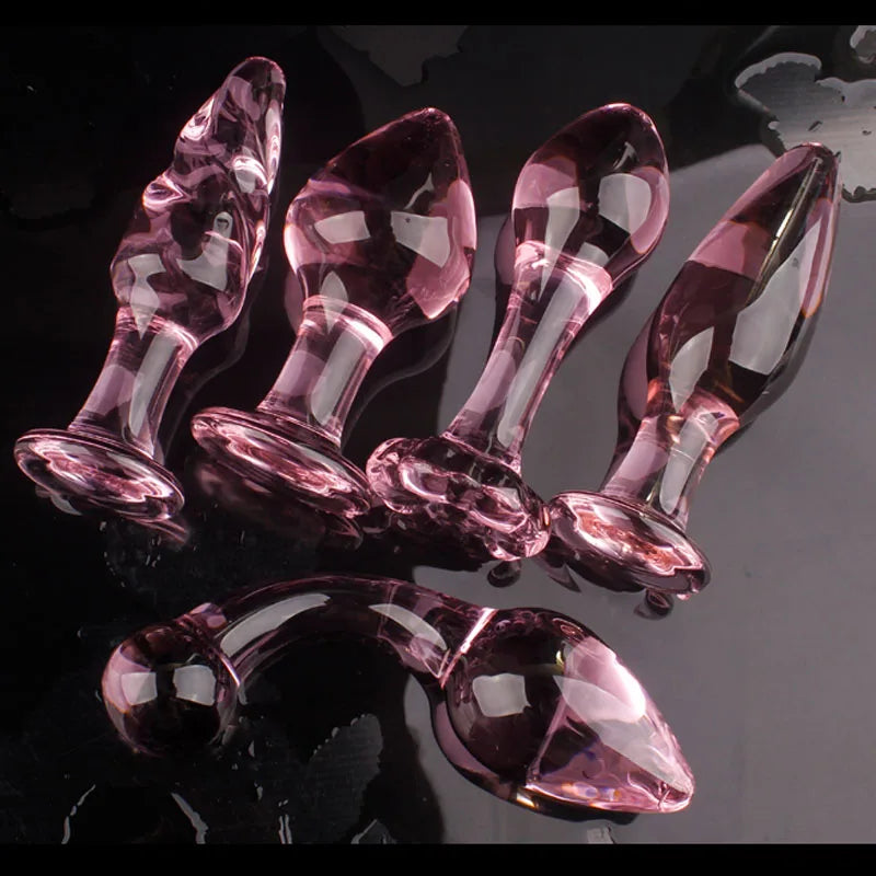 Candiway Exquisite Pink Crystal Glass Anal Plug Adult Masturbation Products Prostate Massager Erotic Toys For Couple (5 Styles) luvshop24