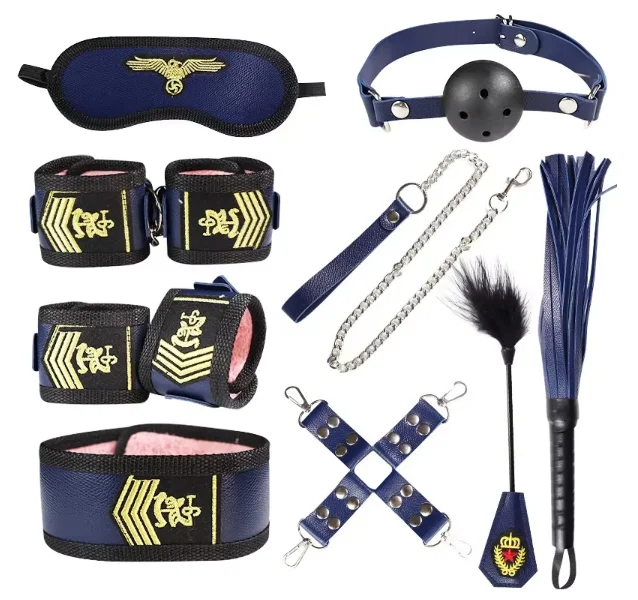 2022 New 9 Piece Sexuels Bondage Leather Restraint Set Erotic Nurse Role Flirting Suits Bdsm Adult Cos Games luvshop24
