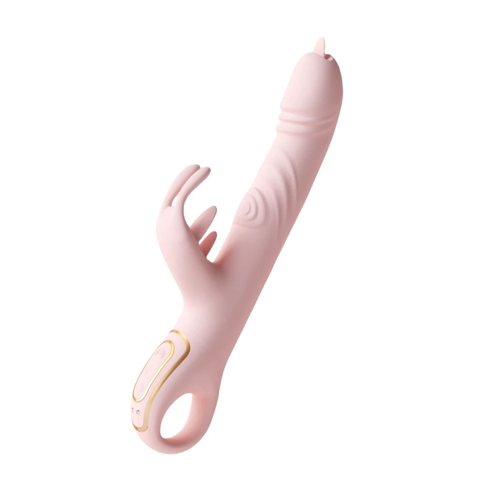 3 in 1 Tongue Licking Vibrating Rabbit Vibrator Dildo Clitoris Licking Vibrator Thrusting Adult Toy for Women luvshop24