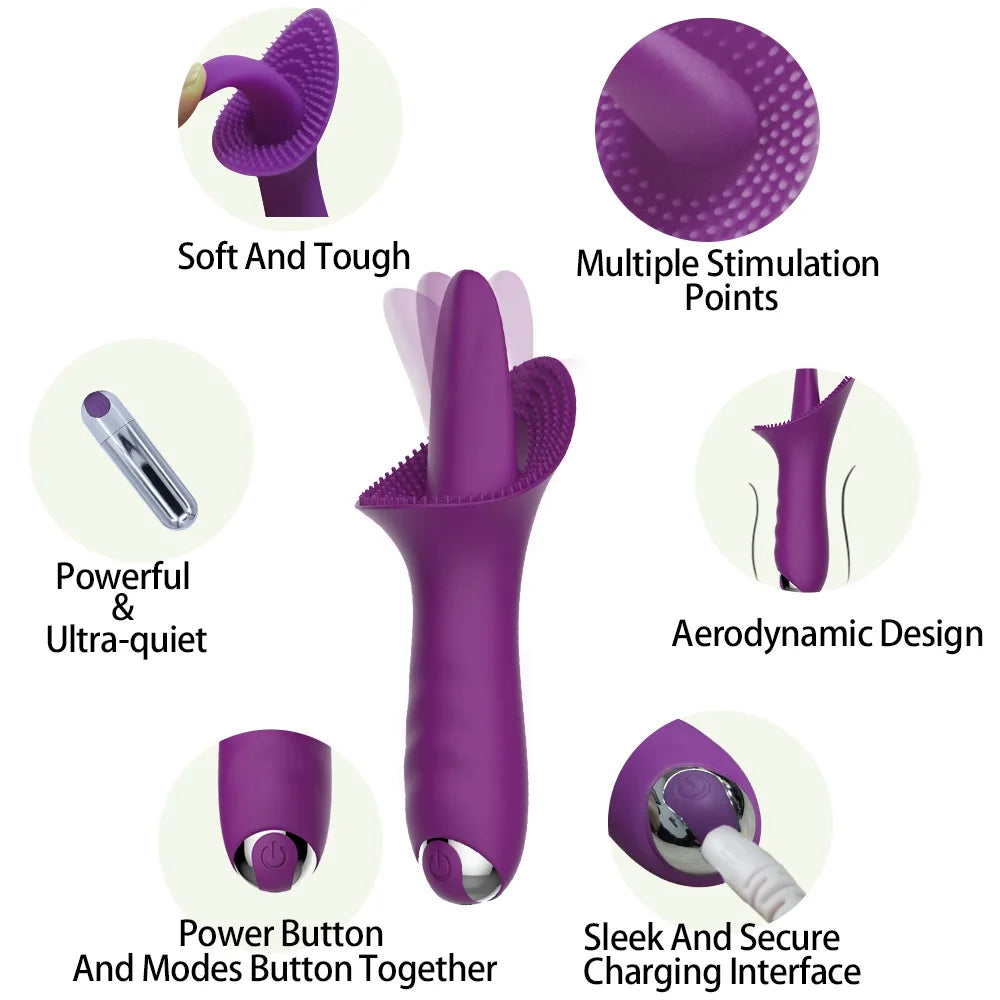 Nipple Clitoris Stimulation Tongue Licking for Wome Silicone Vibrator Female Tongue Licking Toy Tongue Clitoris Massage Tool luvshop24
