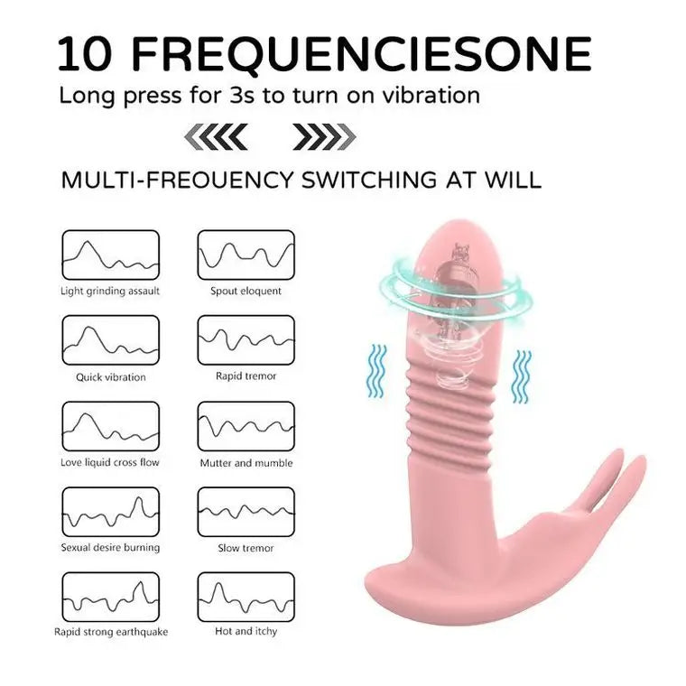 USB-Powered Telescopic Wireless Remote Rabbit Vibrator 10-Band Vibration Convenient for Use Anywhere Under Panties luvshop24