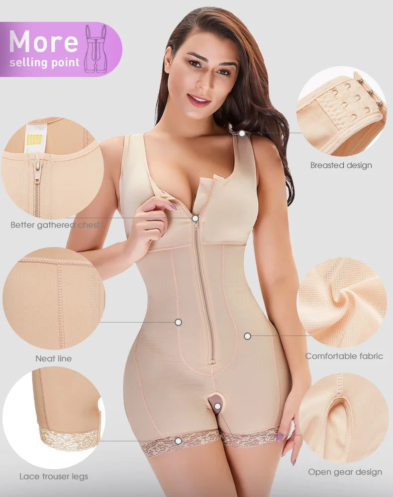 Zip Waist Lace Slimming Shaper Corset Control Shapewear Butt Lifter Strap Body Shaper Underwear Bodysuit Women Plus Size S-6xl luvshop24