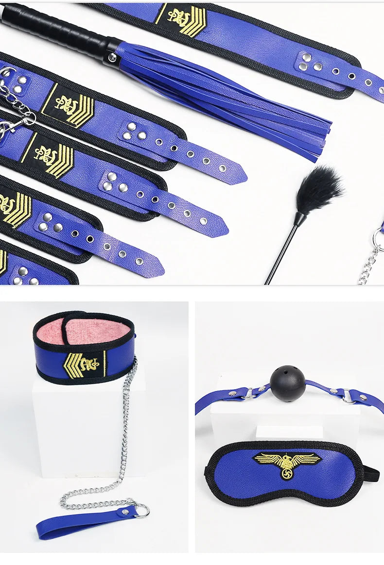 2022 New 9 Piece Sexuels Bondage Leather Restraint Set Erotic Nurse Role Flirting Suits Bdsm Adult Cos Games luvshop24