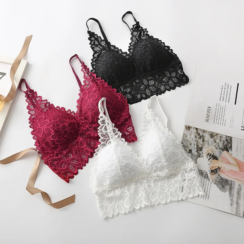 Lace Sexy Lingerie Wireless Bra For Women Padded Push Up Bralette Female Brassiere Soft Backless Fashion Bras Underwear luvshop24