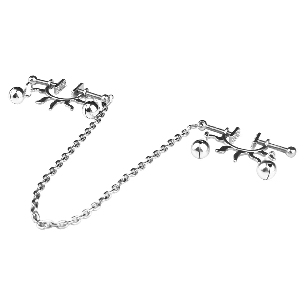 FAAK 1 PU Leather 1 PP Pearl Chain 1Alloy Chain Erotic Game Nipple Clamps for Couple Women BDSM Toys SM Game luvshop24