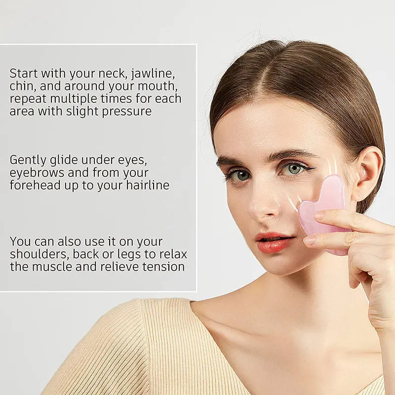 Rose Quartz Face Jade Roller Massagers Guasha Set Gua Sha Tools Natural Stone Gouache Scraper For Facial Massage Beauty Tool luvshop24