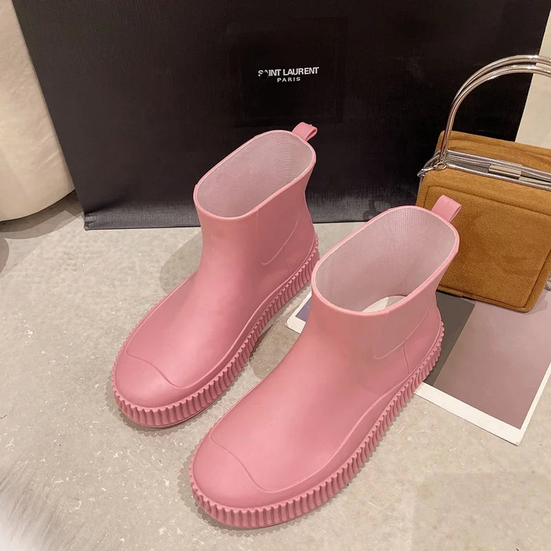 Adult Women Girs PVC Waterproof Fashion Garden Rain Boots Daily Commuting Rain Shoes luvshop24