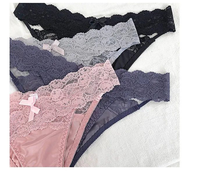 Meet'r 3Pcs/lot Women Sexy Lace Panties Low-waist Underwear Female G String Breathable Hollow out Lingerie Temptation Intimates luvshop24