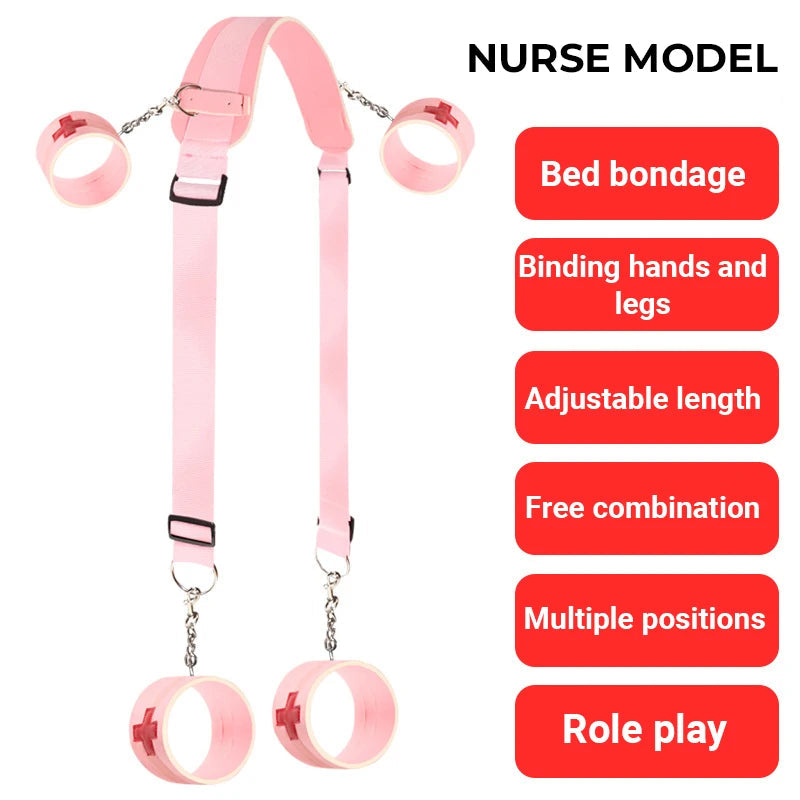 2022 New 9 Piece Sexuels Bondage Leather Restraint Set Erotic Nurse Role Flirting Suits Bdsm Adult Cos Games luvshop24