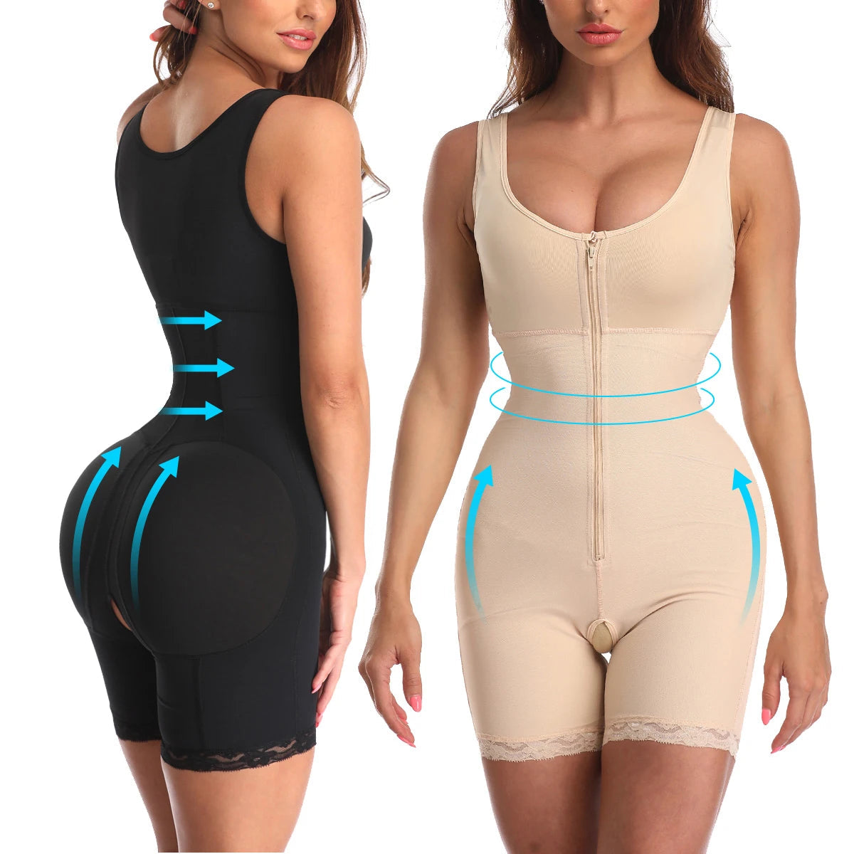 Zip Waist Lace Slimming Shaper Corset Control Shapewear Butt Lifter Strap Body Shaper Underwear Bodysuit Women Plus Size S-6xl luvshop24