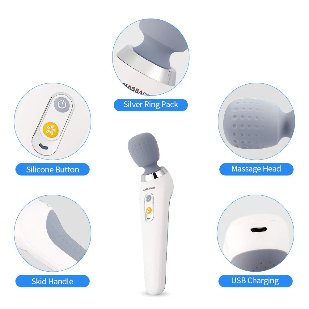 USB Handheld Electric Wand Massager High Frequency Vibration Body Neck Back Muscle Relax Vibrating Deep Tissue Massage Machine luvshop24