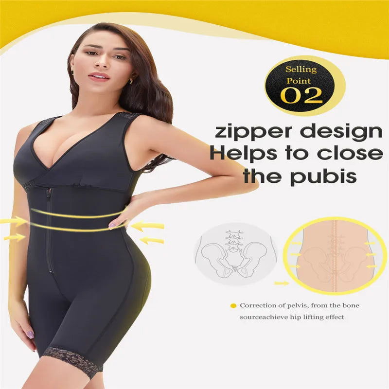 Zip Waist Lace Slimming Shaper Corset Control Shapewear Butt Lifter Strap Body Shaper Underwear Bodysuit Women Plus Size S-6xl luvshop24