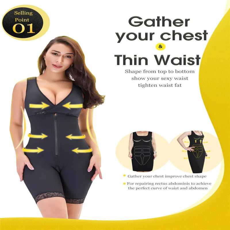 Zip Waist Lace Slimming Shaper Corset Control Shapewear Butt Lifter Strap Body Shaper Underwear Bodysuit Women Plus Size S-6xl luvshop24