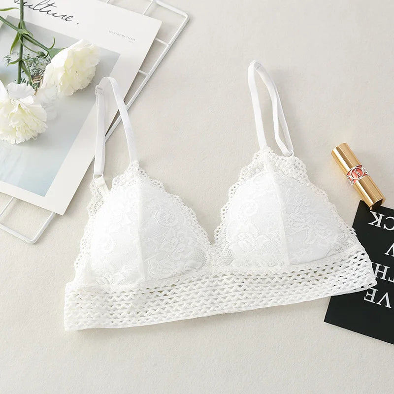 Floral Lace Bralette Girls Non-Wire Push Up Bras For Women Soft Sexy Intimates Brassiere V-neck Lingerie Female Underwear luvshop24
