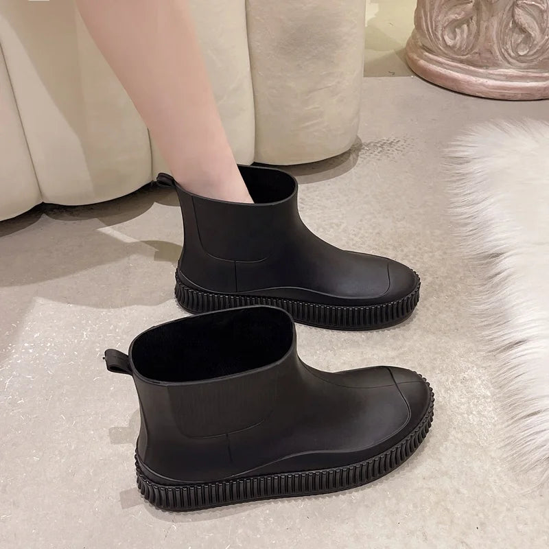 Adult Women Girs PVC Waterproof Fashion Garden Rain Boots Daily Commuting Rain Shoes luvshop24