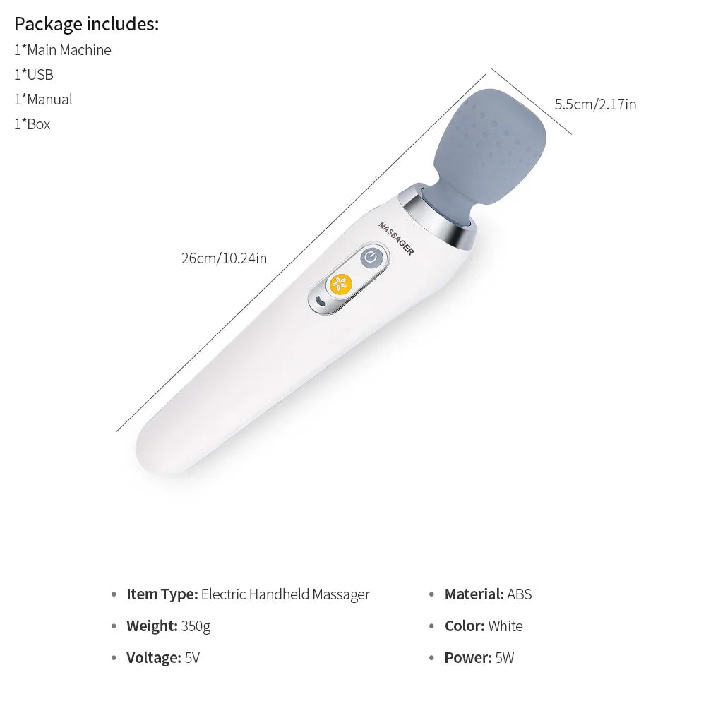 USB Handheld Electric Wand Massager High Frequency Vibration Body Neck Back Muscle Relax Vibrating Deep Tissue Massage Machine luvshop24